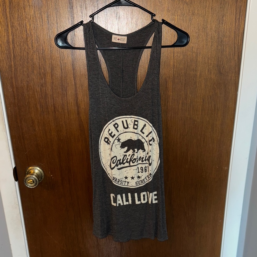 California Free Kisses Charcoal Tank Top